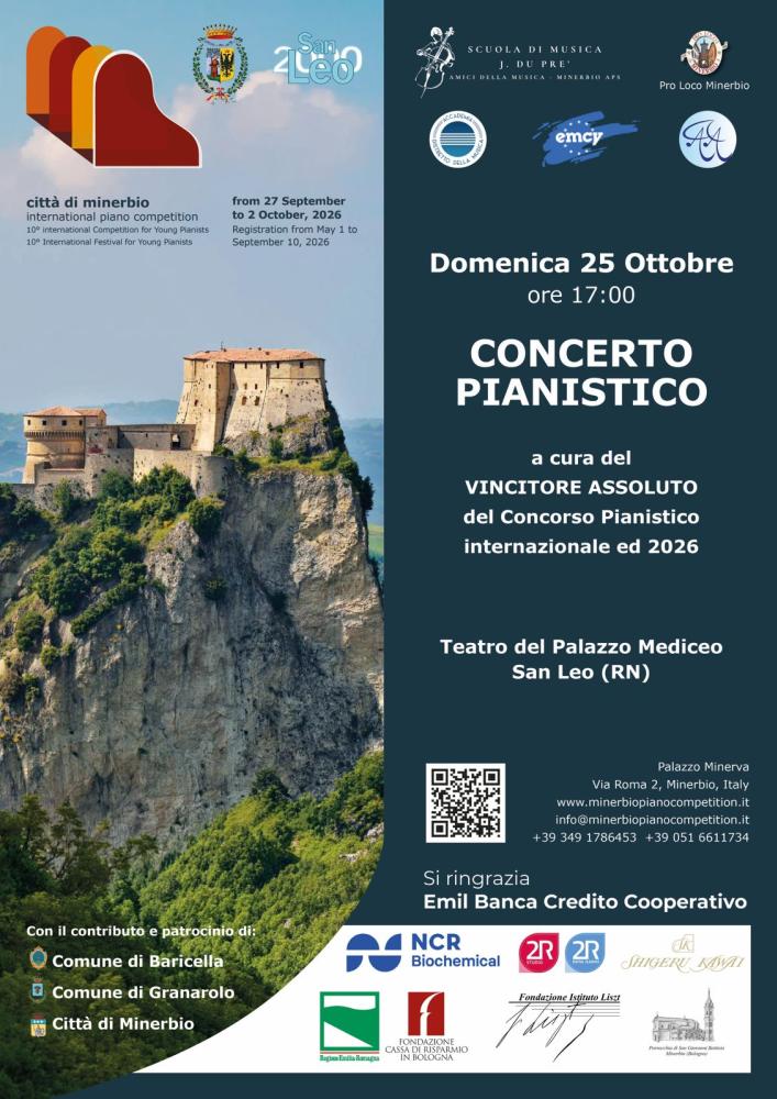 Concerto pianistico a cura del Vincitore Assoluto del Concorso Pianistico internazionale ed 2026 